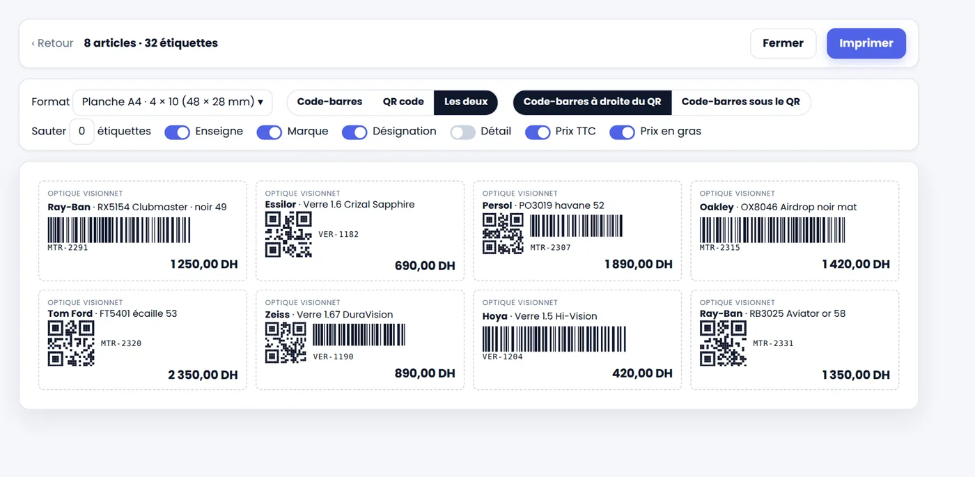 Éditeur d'étiquettes code-barres et QR code