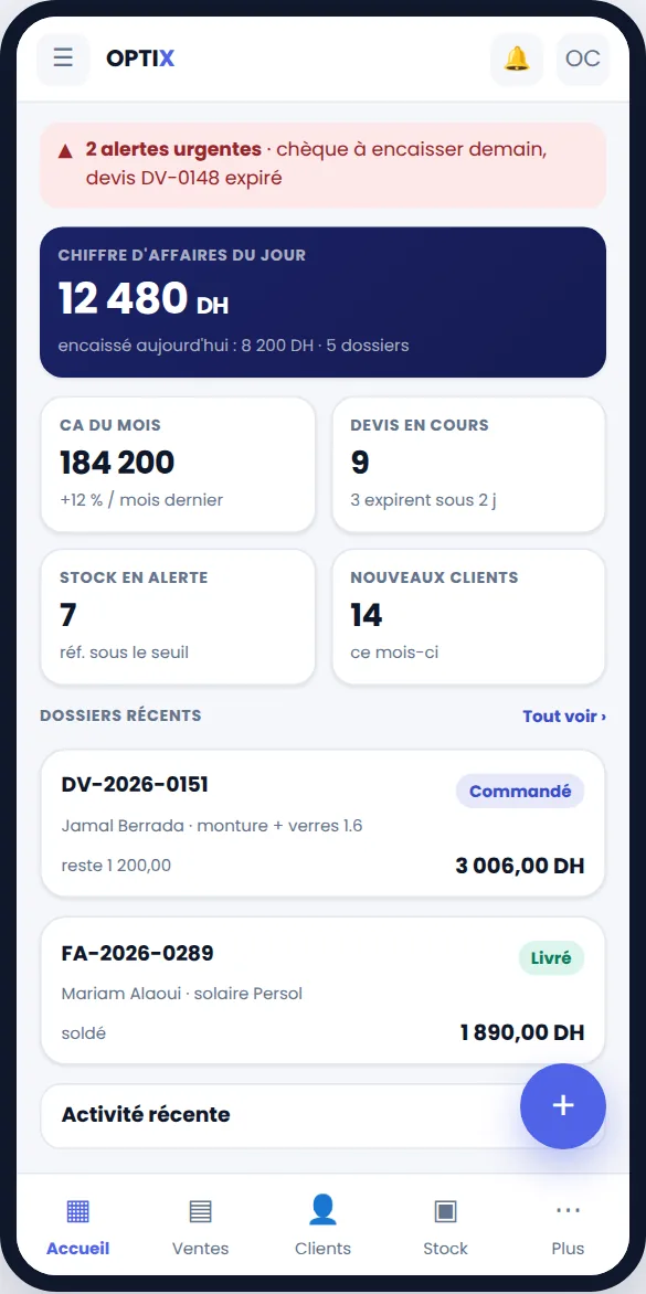 Optix sur téléphone